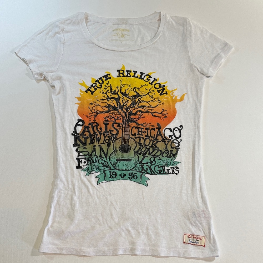 True Religion World Tour 1956 Graphic Tee White Size S